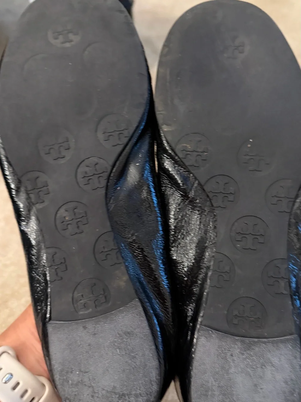 Tory Burch Black Patent Logo Ballet Flats